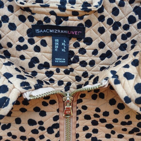 Cheetah Animal Print Jacket Isaac Mizrahi Full Zip Pockets Boho Chic Size Large - Picture 6 of 7